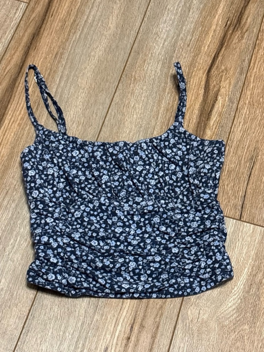 Hollister Navy Blue Floral Ruched Cami